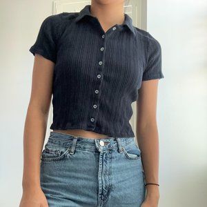 Brandy Melville Navy Blue Collared Shirt